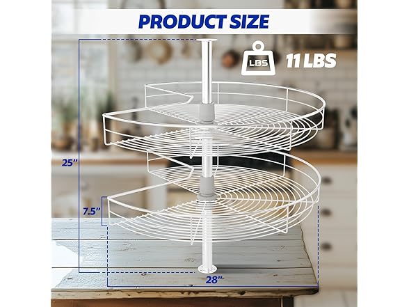 Dollate Kitchen Corner Cabinet Rotating Basket 28" 270° 