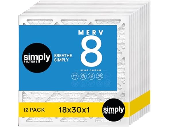 Simply Air Filter Merv 8 MPR 600, 12pk AC Furnace & HVAC
