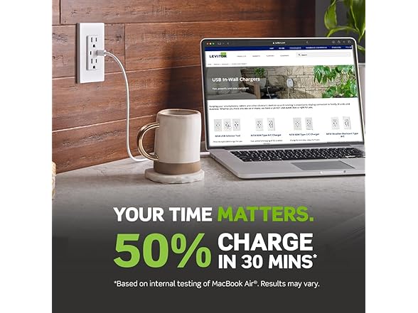 Leviton 60W (6A) USB Dual Type-C/C Power Delivery in-Wall Charger