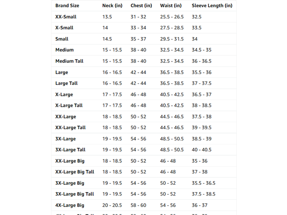Size Chart