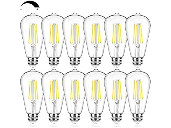 BesLowe 12-Pack ST64 LED Edison Bulbs 5000K