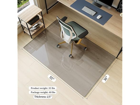 Koonmi Grey Glass Chair Mat 36" x 55"