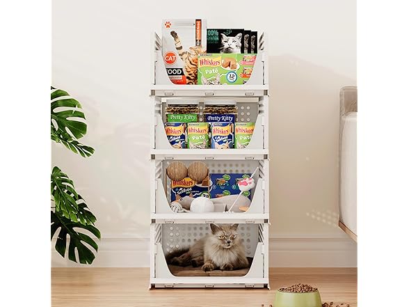 PINKPUM 5 Pack Stackable Plastic Storage Basket