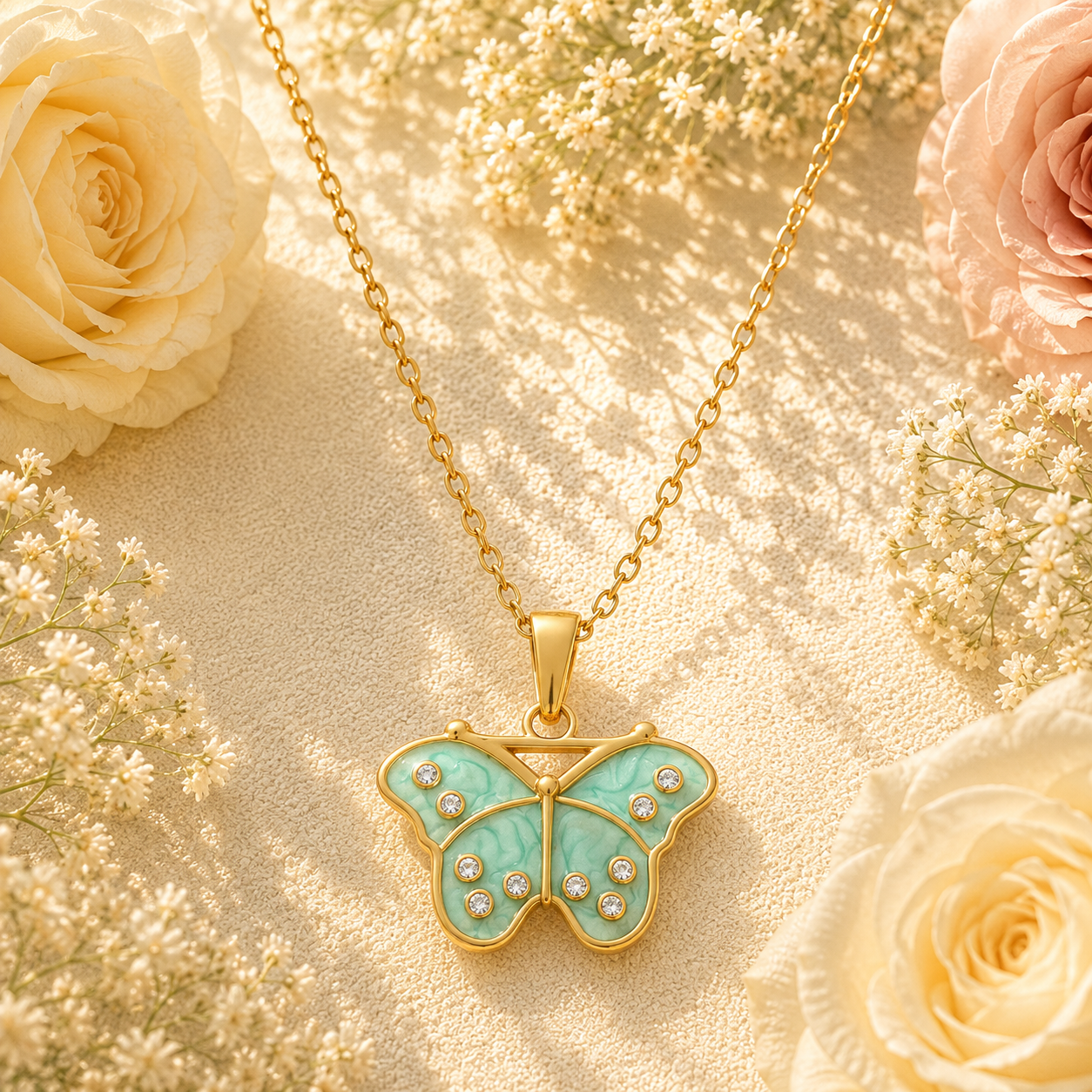 18K Gold Plated Butterfly Necklace - Gallery 5