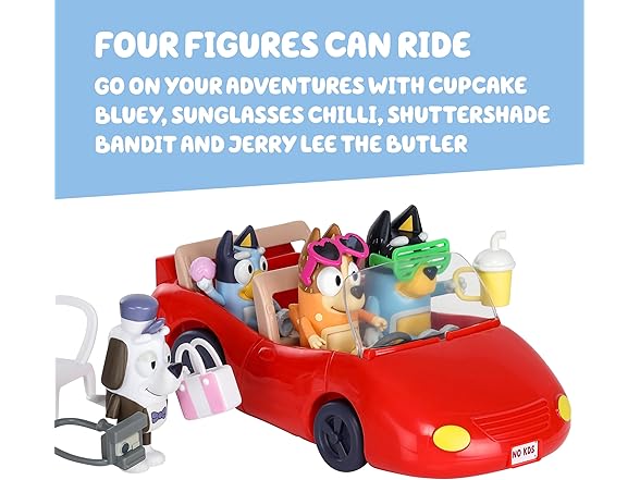 BLUEY Escape Convertible Vehicle Figures 4pk