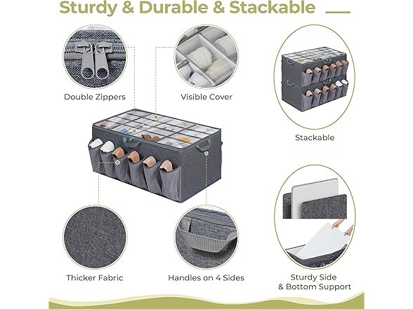 STORAGEIDEAS Extra Large Fabric Shoe Organizer Grey, 6 Pack