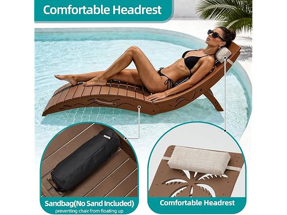 zzwhom Folding in Pool Lounge Chair Set of 4