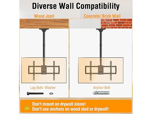 ELIVED Ceiling TV Mount | 37-75in