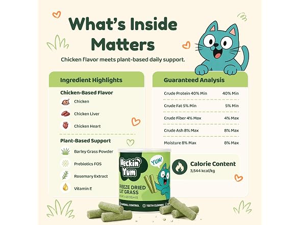 Heckin Yum Freeze Dried Cat Grass Treats