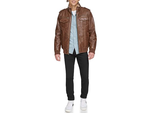 Levi's Men's (2XL) Men's Faux Leather Aviator Bomb