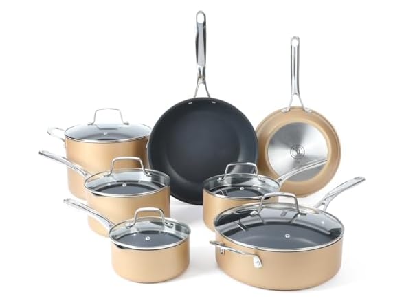 Martha Stewart 12 Piece Cookware Set Copper w/Black Interior