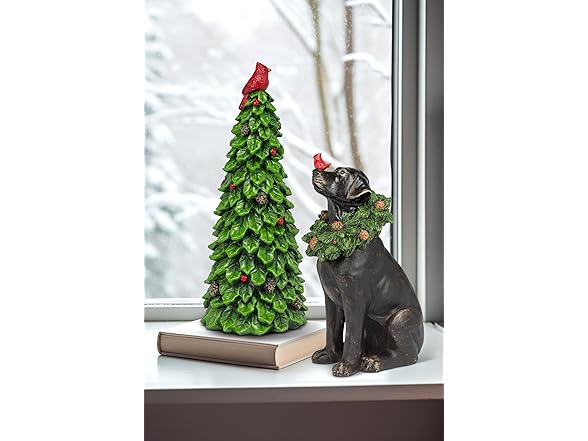 Abbott Collection Holly Tree with Cardinal Decorative Figurine