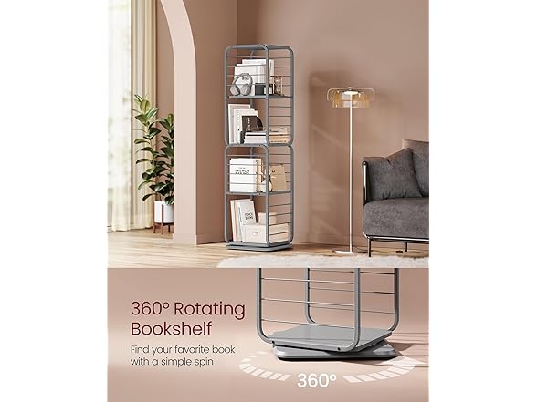 VASAGLE 4-Tier Rotating Bookshelf