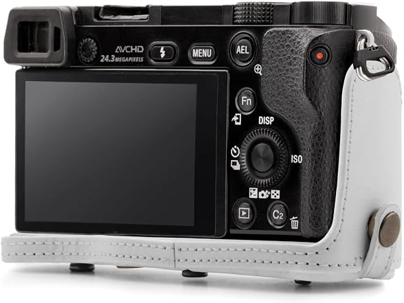 MegaGear Ever Ready Leather Camera Case and Strap (White)