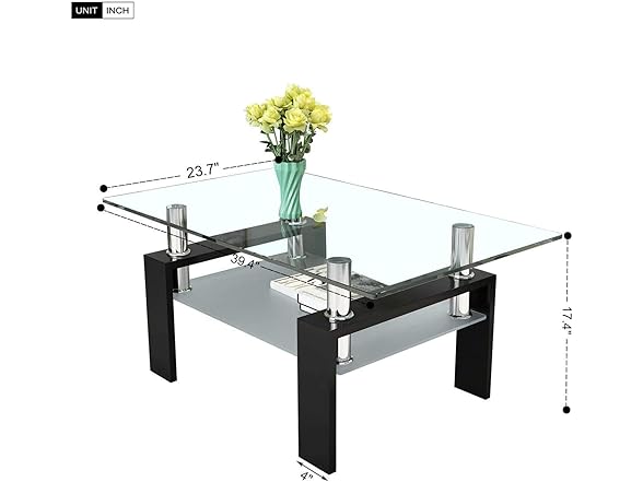 DKLGG Rectangle Glass Coffee Table