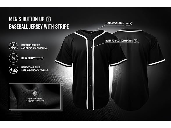 Mens Baseball Jersey Stripe Button Down