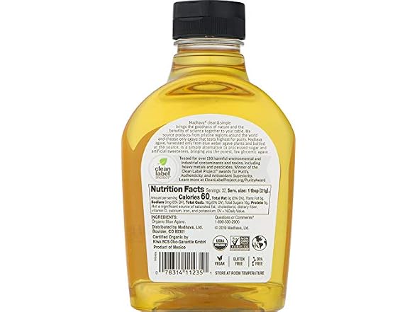 6PK MADHAVA Organic Light Agave, 100% Pure Organic
