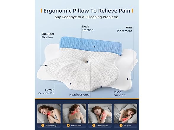 Cervical Pillow with Removable Neck Roll
