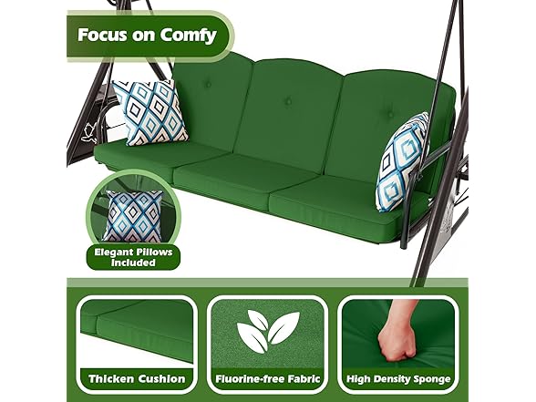 ZZW Patio Swing with Canopy 3 Seat