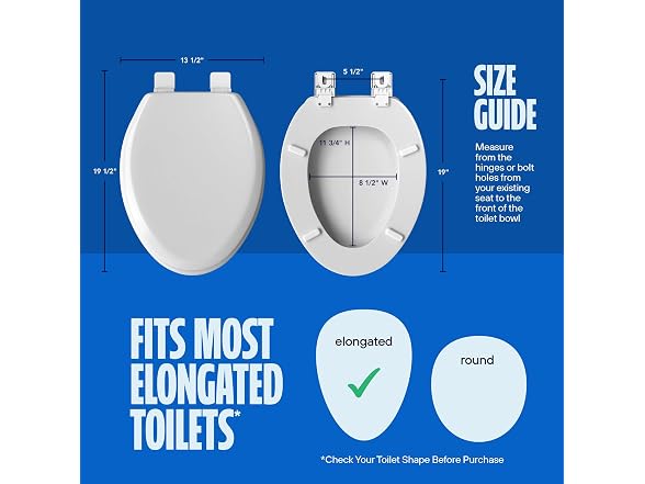 HIGHCRAFT Elongated Molded Wood Toilet Seat