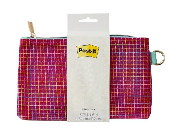 Post-it Pink Plaid Woven Mesh Pen