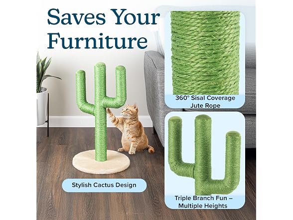 24” Tall Cat Scratching Post - Vertical Cactus