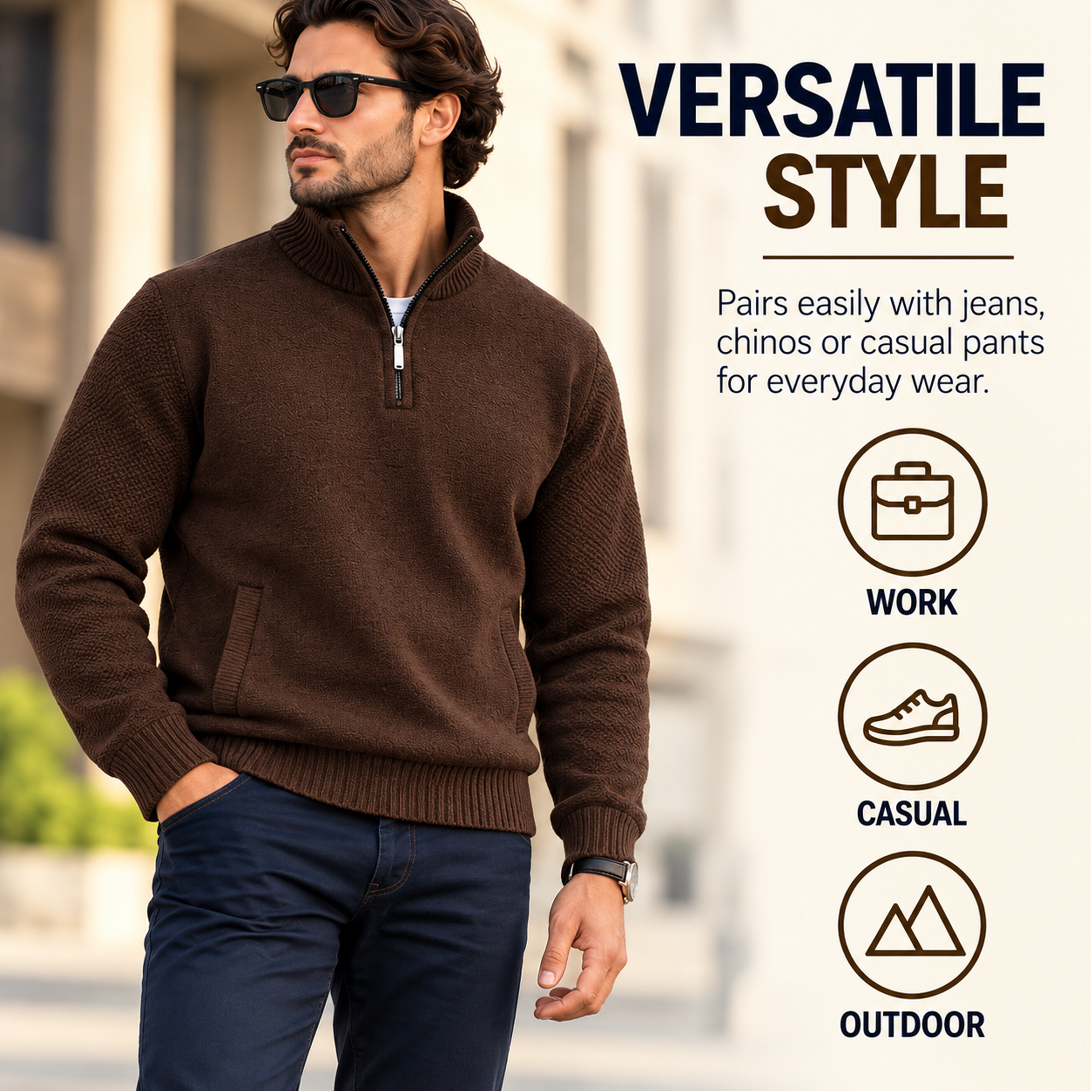 3Pk Mens Fleece Quarter Zip Sweaters - Gallery 22