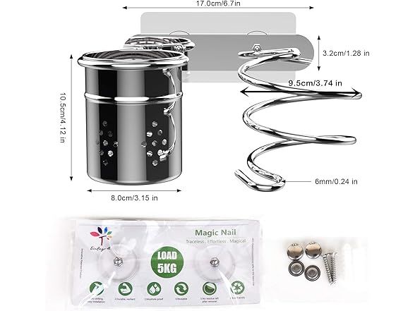 Hair Dryer Holder Wall Mount 2-Pack