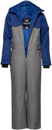 Arctix Kids Insulated Hooded Multi-Pocket Ultimate Performance Snowsuit Coveralls, Gravel Heather, X-Small