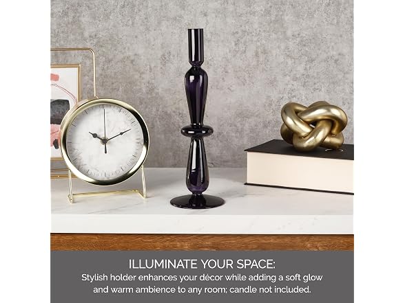 Elements 3.35x3.35x1.18 Inch Navy Glass Taper Candleholder