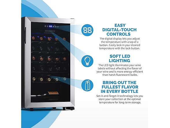 Newair Freestanding Wine Fridge - 33 Bottles