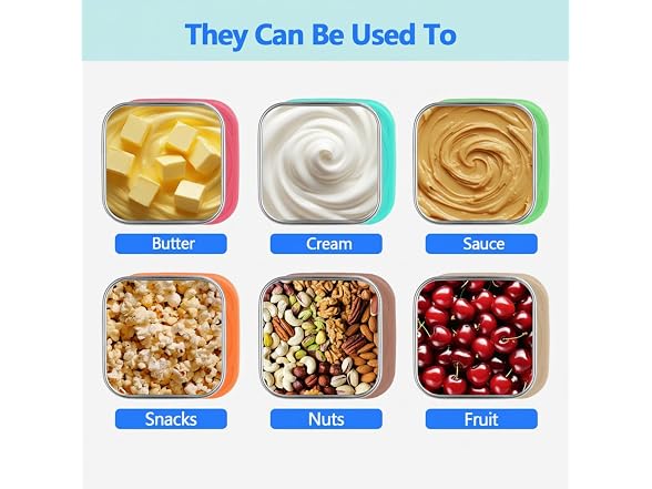 WAWINY 6 Pack Stainless Steel Snack Containers - 6oz