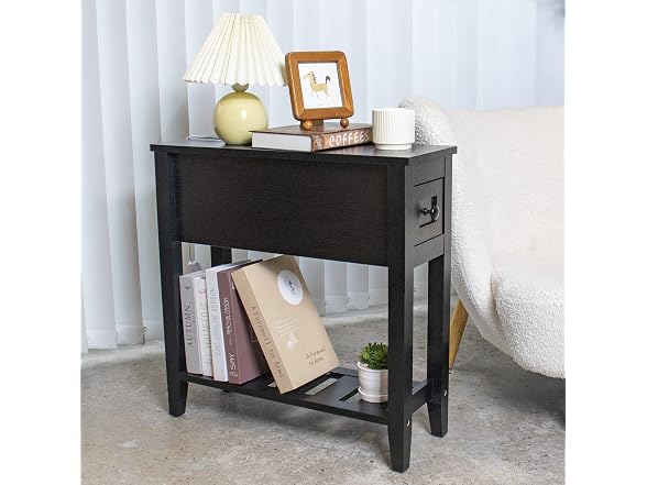 LUSUOWLZ Narrow End Table 2Pk Black