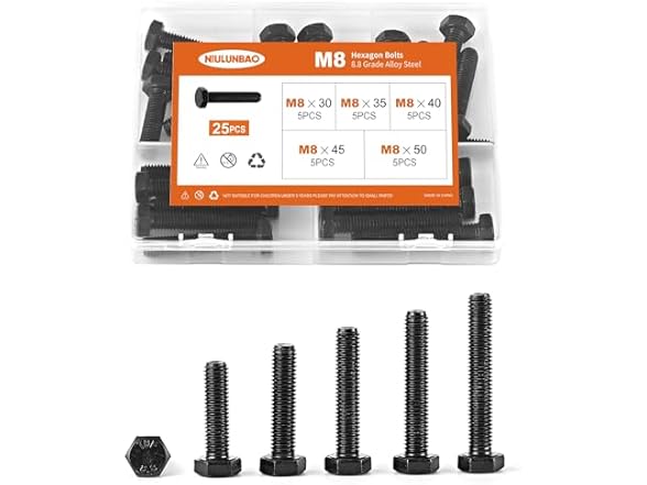M8 Hex Bolts 30-50mm Grade 8