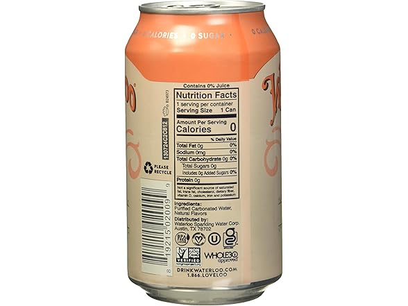 1CT Waterloo Peach Flavored Sparkling Water
