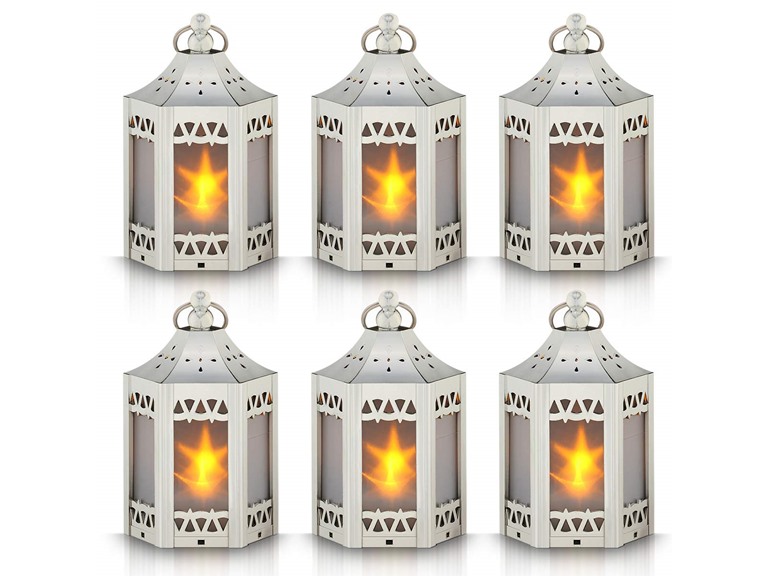 Mini Star Lantern with Flickering LED,Christmas Decorative Party Desktop Decoration Light,Battery Included Indoor Use,Tree Light Zkee