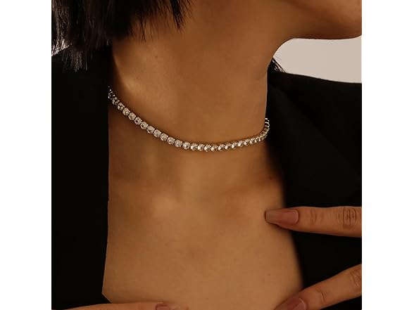 Episkeyk Tennis Necklace CZ Gold 16"