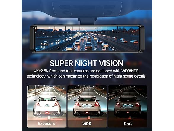 4K Rear View Mirror Camera | 12"