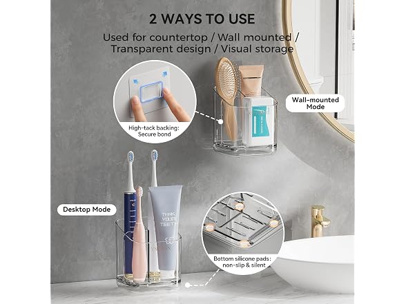 VNYIFAN 3 Slots Detachable Toothbrush Holders Wall