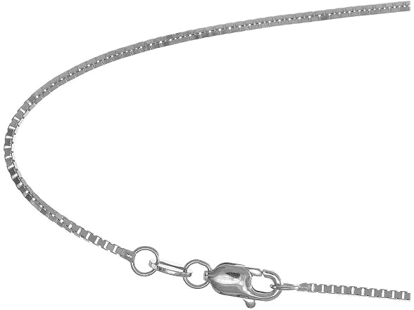 JewelStop 10k White Gold 1 mm Box Chain Necklace