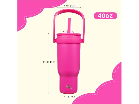 Konokyo 40 oz Tumbler with Handle and Straw, Insulated Travel Mug