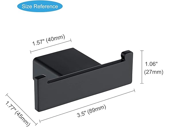 TASTOS Bathroom Hooks Matte Black 2pk
