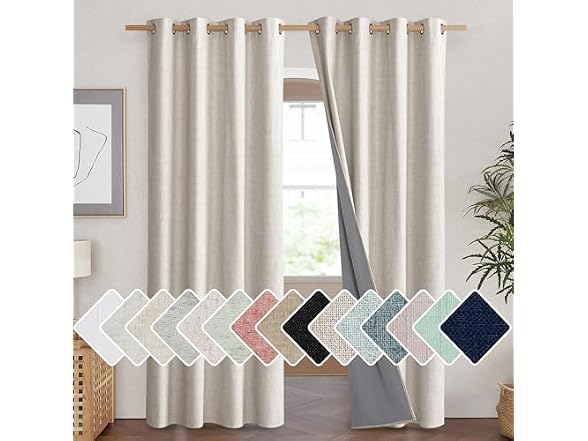 NICETOWN 100% Blackout Linen Curtains