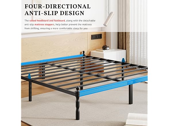 ZIYOO 14 inch Metal Queen Bed Frame with Vintage Style