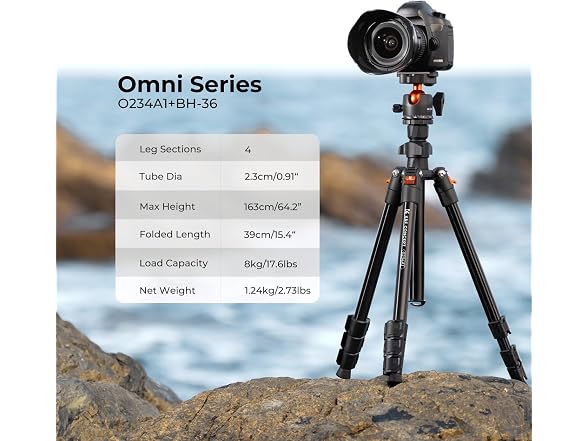 K&F Concept 64 inch/163cm Camera Tripod,