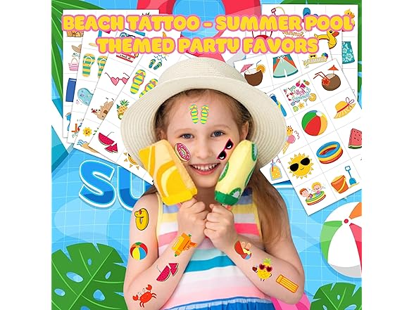 Generic Beach Pool Temporary Tattoos