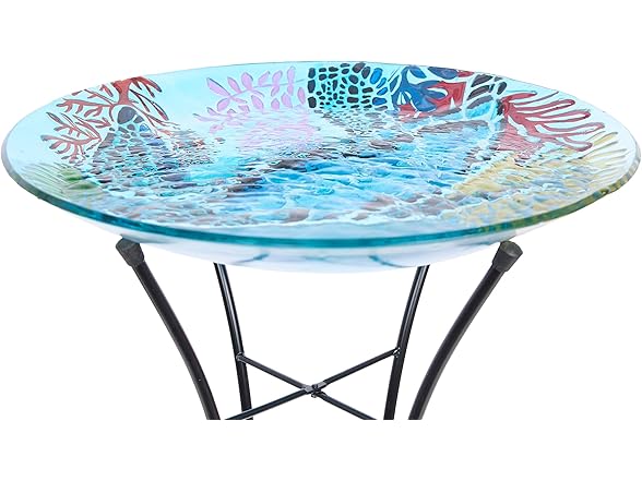 Alpine Corporation 26" Tall Outdoor Glass Turtle Accent Birdbath