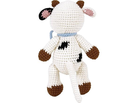 Enesco Woolie Kai the Cow Handmade Crochet Animal Plush Toy