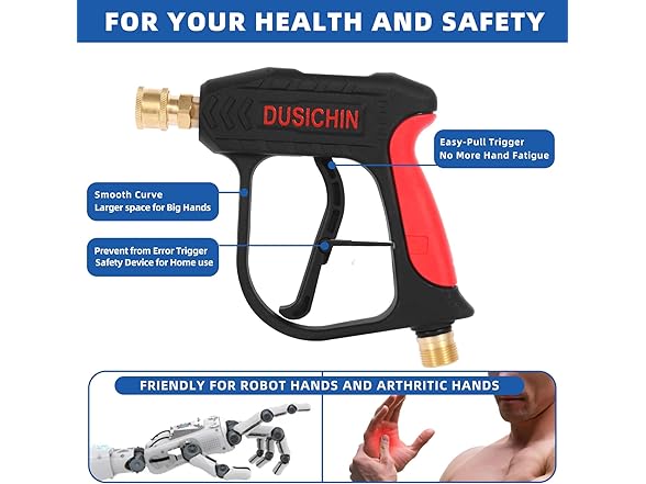 DUSICHIN DUS-022 Short Wand High Pressure Washer Gun 3000 PSI