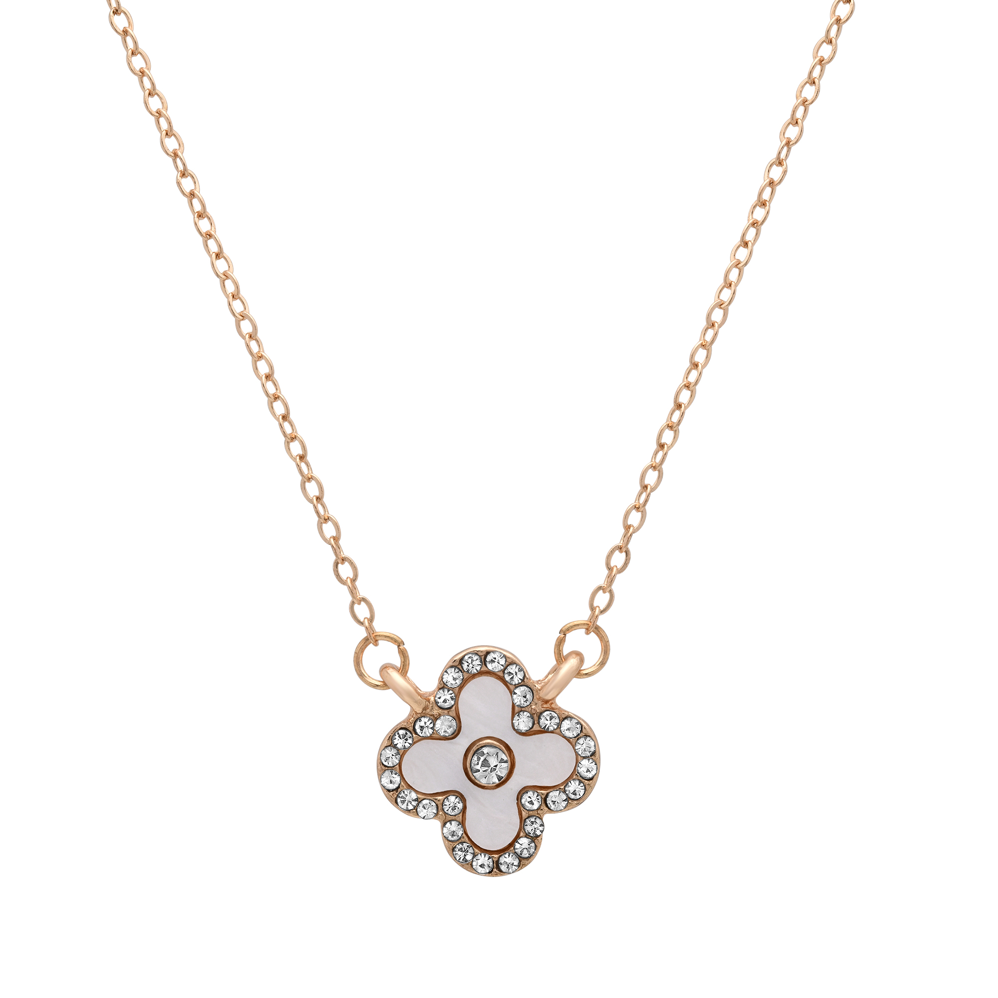 Clover CZ Halo Pendant - Mother of Pearl - Gallery 5